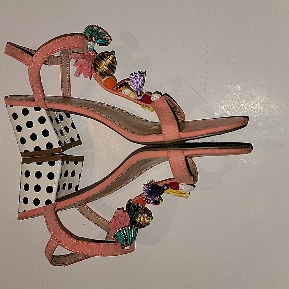 BETSEY JOHNSON DYNAH EMBELLISHED BLOCK HEEL SANDALS - Picture 4 of 12